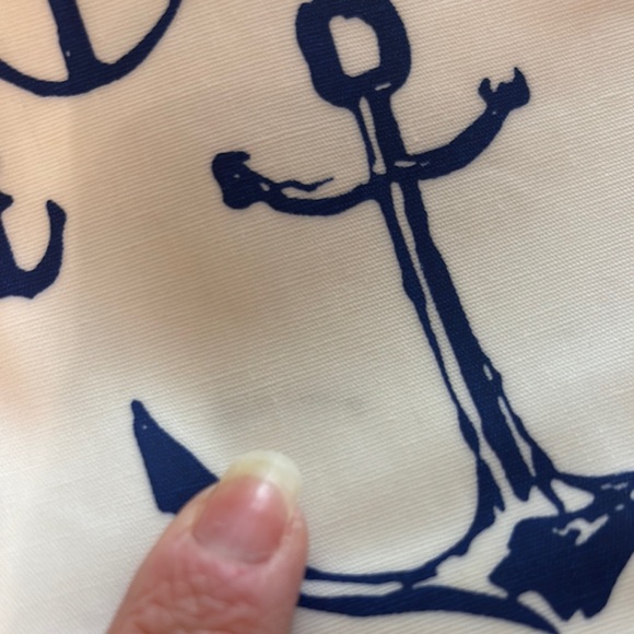 Nautical Anchor Print Tote Bag - White and Navy - Picture 7 of 11